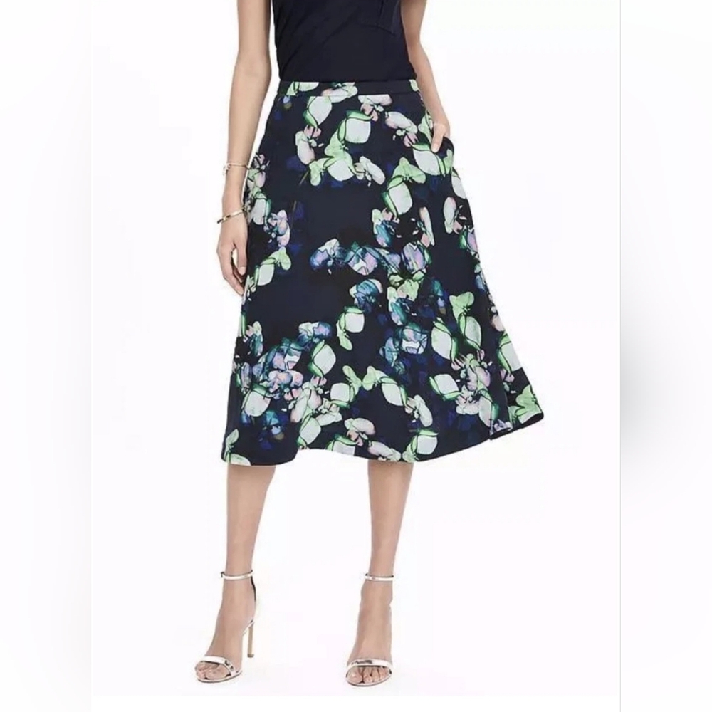 Banana Republic Floral Print Midi Skirt